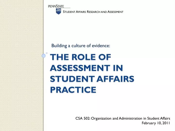 the role of assessment in student affairs practice