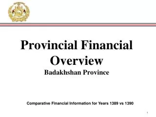 Provincial Financial Overview Badakhshan Province
