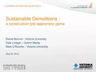 Sustainable Demolitions : a construction pre-apprentice game