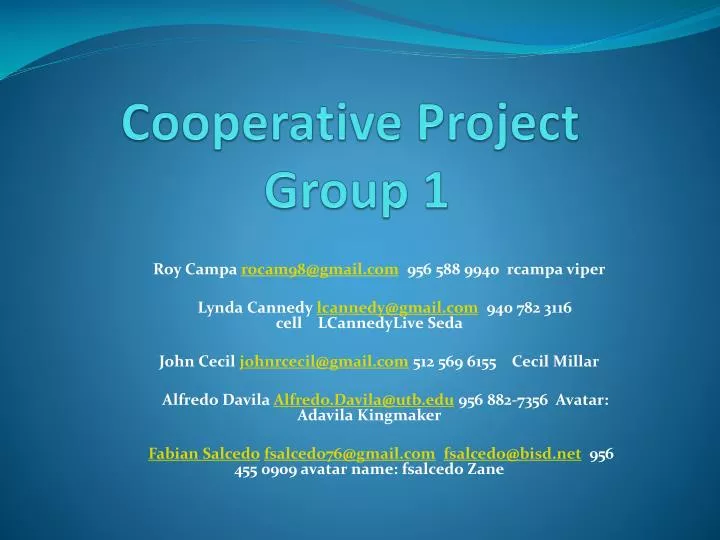 cooperative project group 1