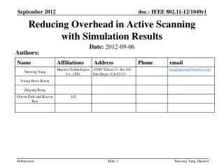 Reducing Overhead in Active Scanning with Simulation Results