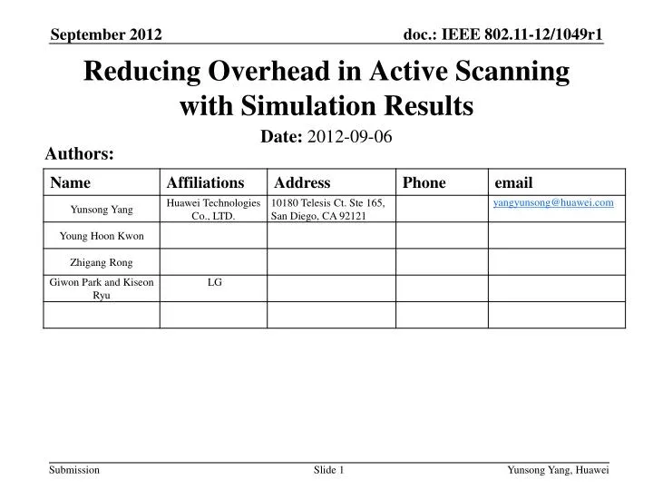 reducing overhead in active scanning with simulation results