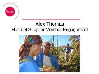 Alex Thomas Head of Supplier Member Engagement