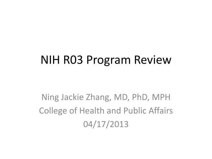 nih r03 program review