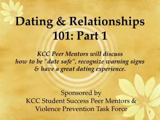 Dating &amp; Relationships 101: Part 1