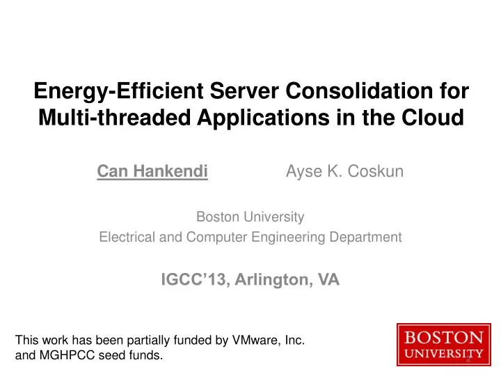 energy efficient server consolidation for multi threaded applications in the cloud