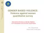 GENDER BASED VIOLENCE: Violence against women quantitative survey