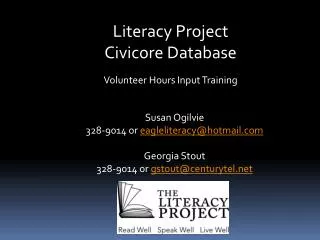 Literacy Project Civicore Database Volunteer Hours Input Training