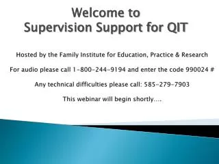 Welcome to Supervision Support for QIT