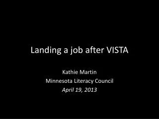 Landing a job after VISTA