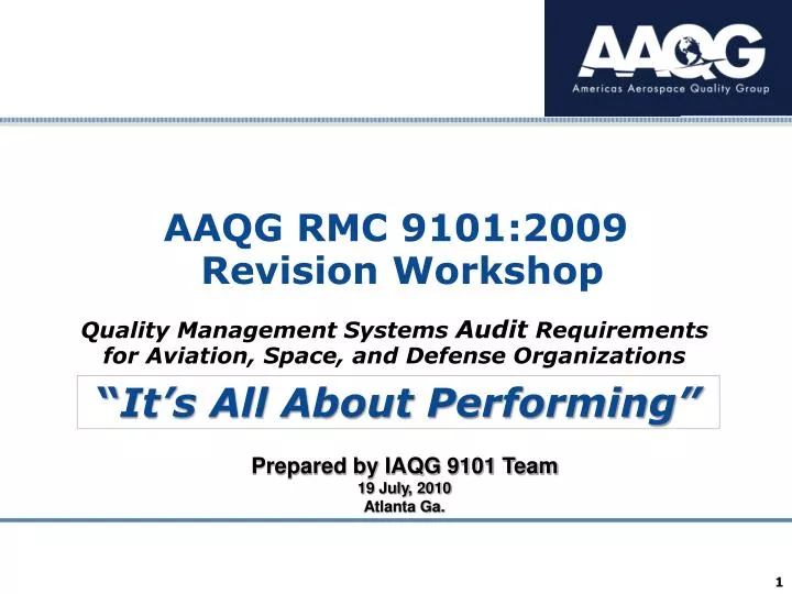 aaqg rmc 9101 2009 revision workshop