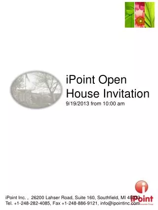 iPoint Open House Invitation 9/19/2013 from 10:00 am