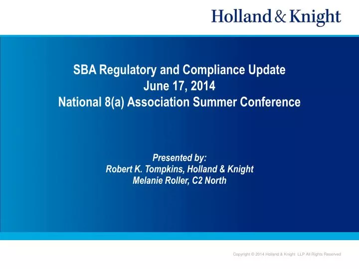 sba regulatory and compliance update june 17 2014 national 8 a association summer conference