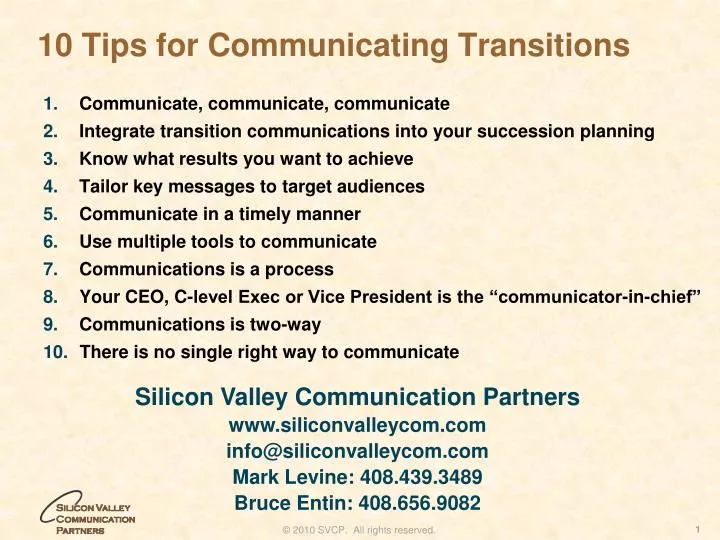 10 tips for communicating transitions