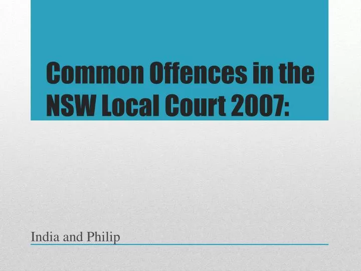 common offences in the nsw local court 2007