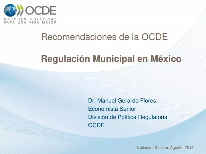 recomendaciones de la ocde regulaci n municipal en m xico