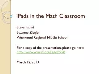 iPads in the Math Classroom
