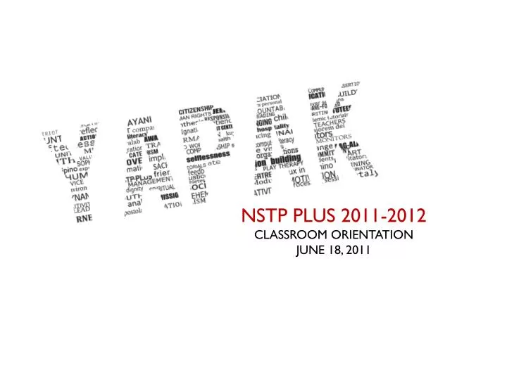 nstp plus 2011 2012 classroom orientation june 18 2011