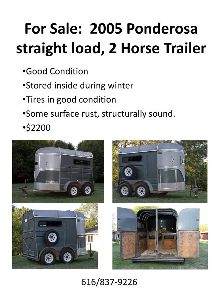 for sale 2005 ponderosa straight load 2 horse trailer