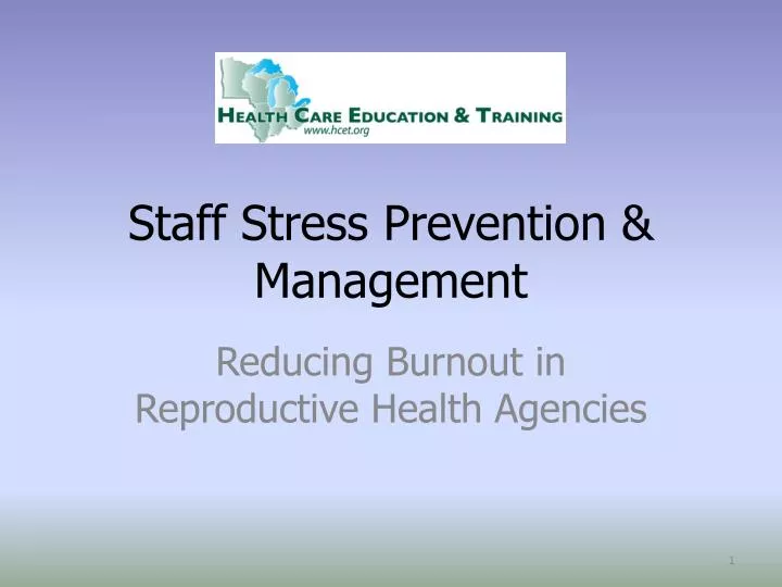 staff stress prevention management