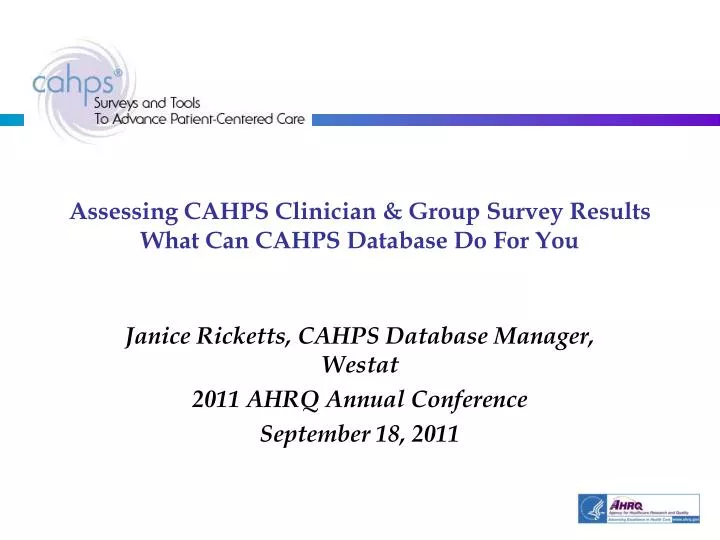 assessing cahps clinician group survey results what can cahps database do for you