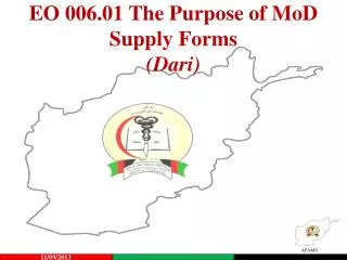 EO 006.01 The Purpose of MoD Supply Forms (Dari)