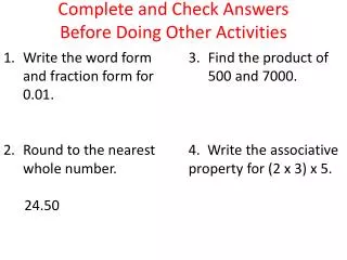 complete and check answers before doing other activities