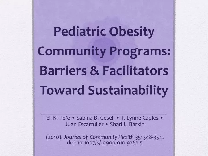 pediatric obesity community programs barriers facilitators toward sustainability