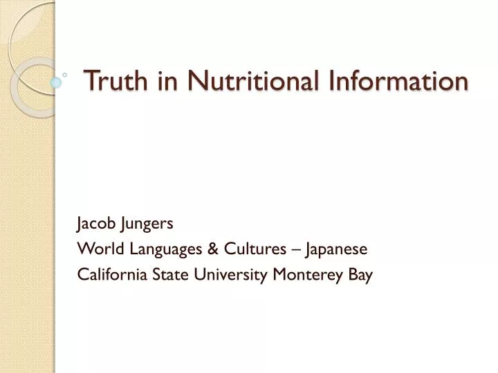 truth in nutritional information