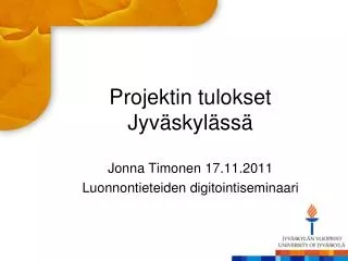 projektin tulokset jyv skyl ss