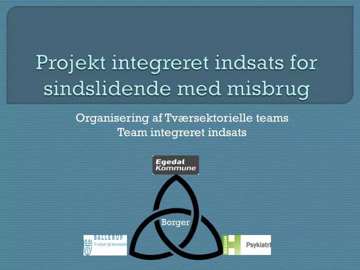 projekt integreret indsats for sindslidende med misbrug