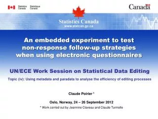 UN/ECE Work Session on Statistical Data Editing