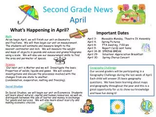 Second Grade News April