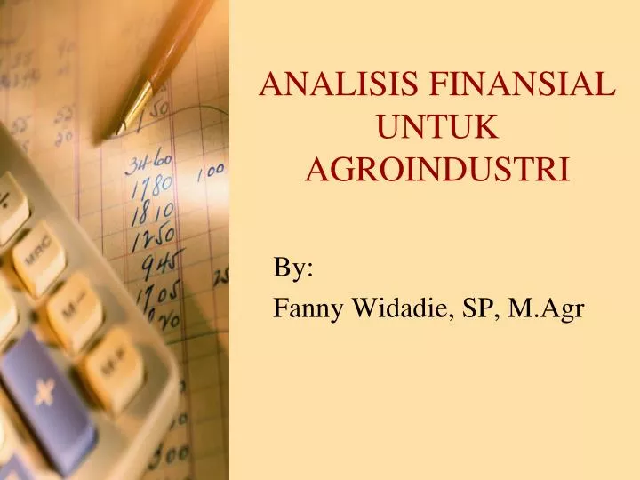 analisis finansial untuk agroindustri