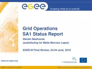 Grid Operations SA1 Status Report