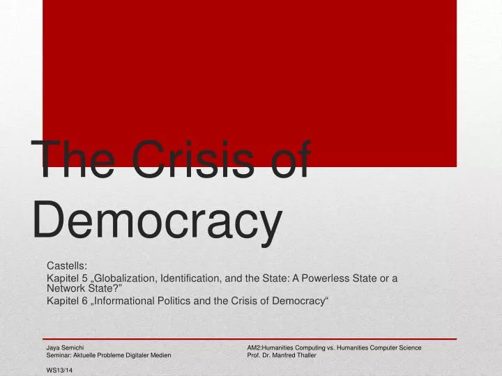 PPT - The Crisis Of Democracy PowerPoint Presentation, Free Download ...