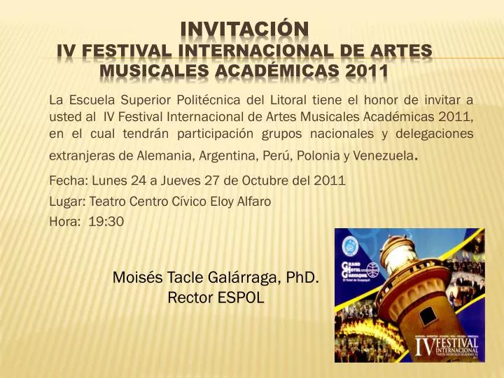 invitaci n iv festival internacional de artes musicales acad micas 2011