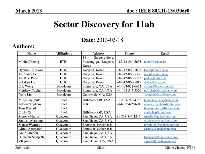 sector discovery for 11ah