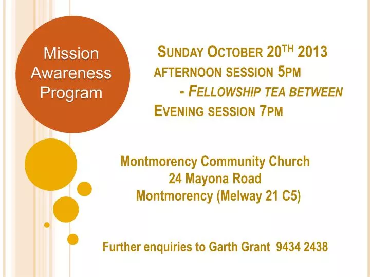 sunday october 20 th 2013 afternoon session 5pm fellowship tea between evening session 7pm