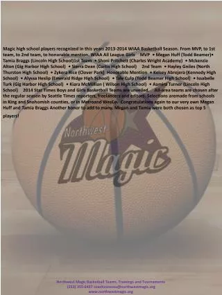 Northwest Magic Basketball Teams, Trainings and Tournaments