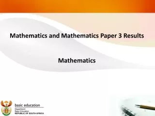 Mathematics and Mathematics Paper 3 Results Mathematics