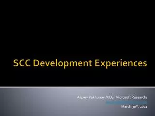 scc development experiences