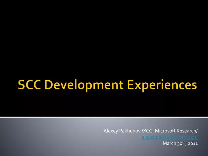 scc development experiences