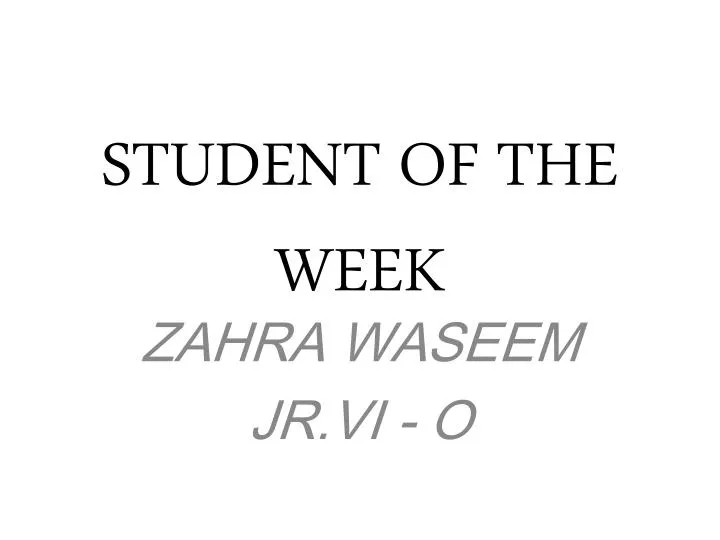 student of the week