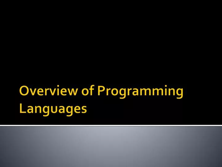 overview of programming languages