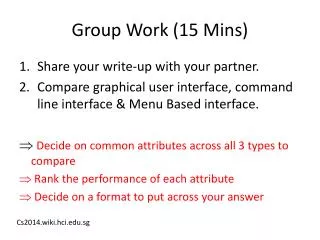 Group Work (15 Mins )