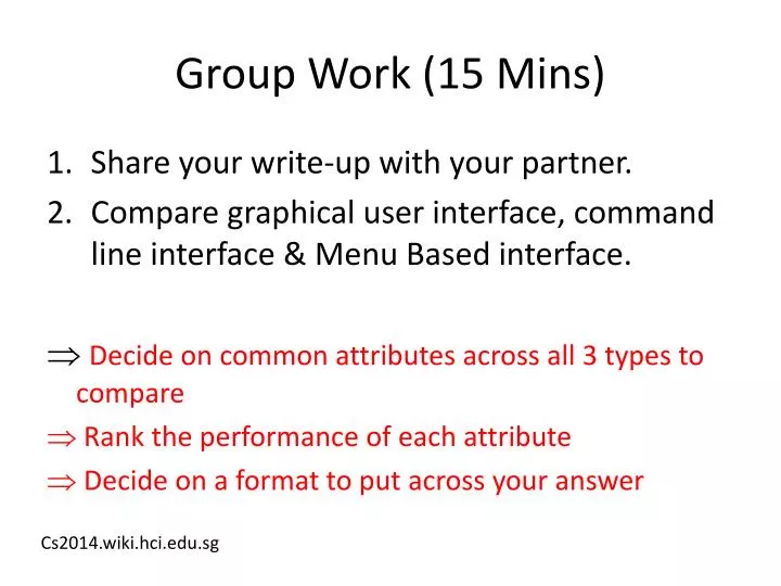 group work 15 mins