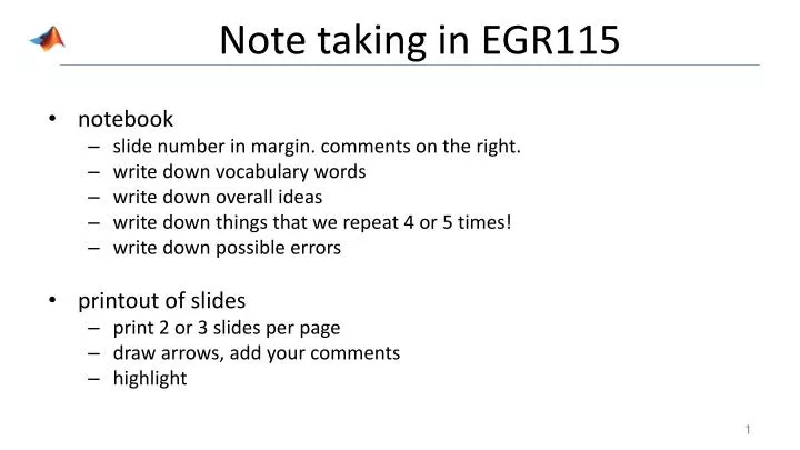 note taking in egr115