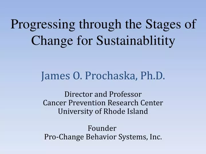 progressing through the stages of change for sustainablitity