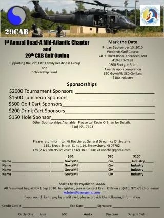 1 st Annual Quad-A Mid-Atlantic Chapter and 29 th CAB Golf Outing